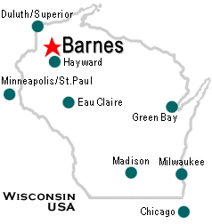 Location of Barnes, WI